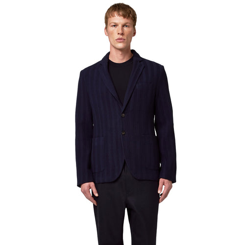 Alpha Studio knit Wool Jacket Blue