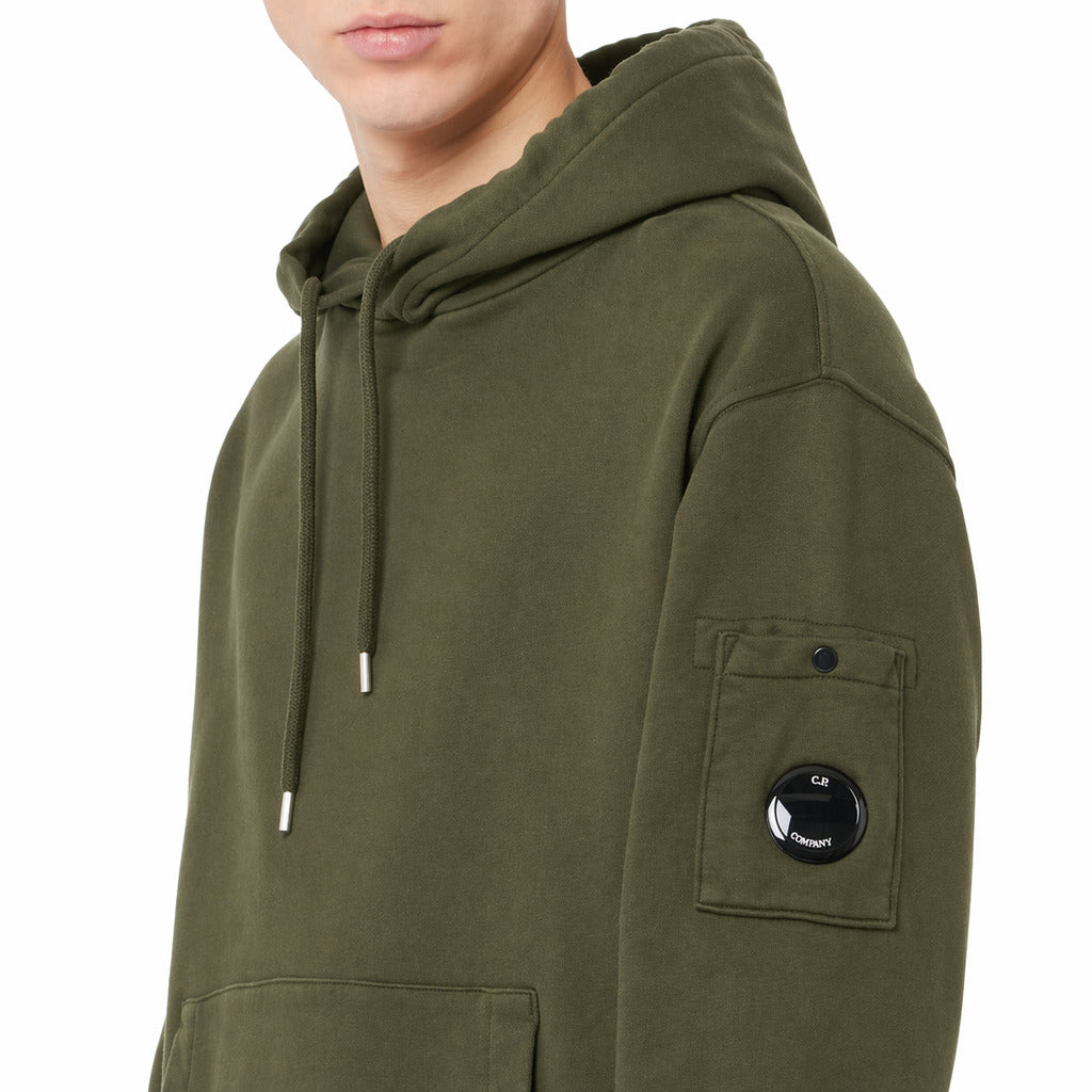 C.P. Company Cotton Sweatshirt Diagonal Goggles Green — view 4
