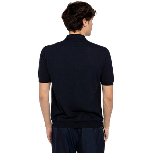 Alpha Studio Cotton Polo Shirt Blue — view 2