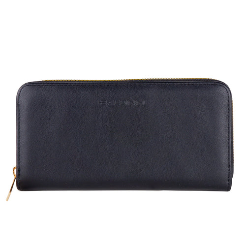 Baldinini Leather Wallet, Zipper Closure, Brand Logo On