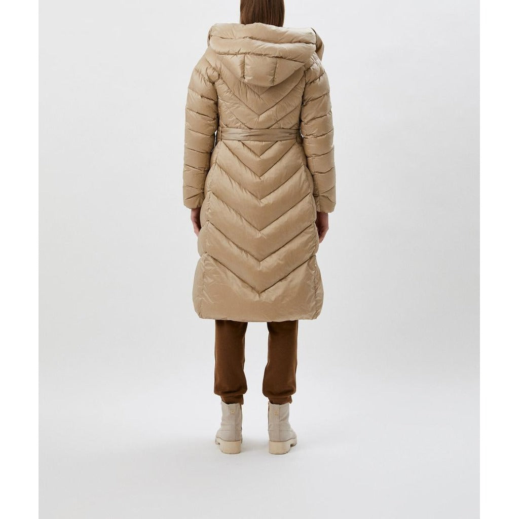 Add Long Beige Down Jacket In Technical Fabric — view 2