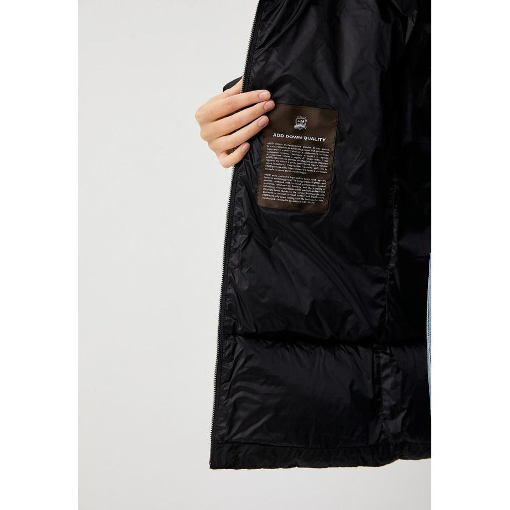 Add Long Black Colored Down Jacket In Water-Repellent — view 3