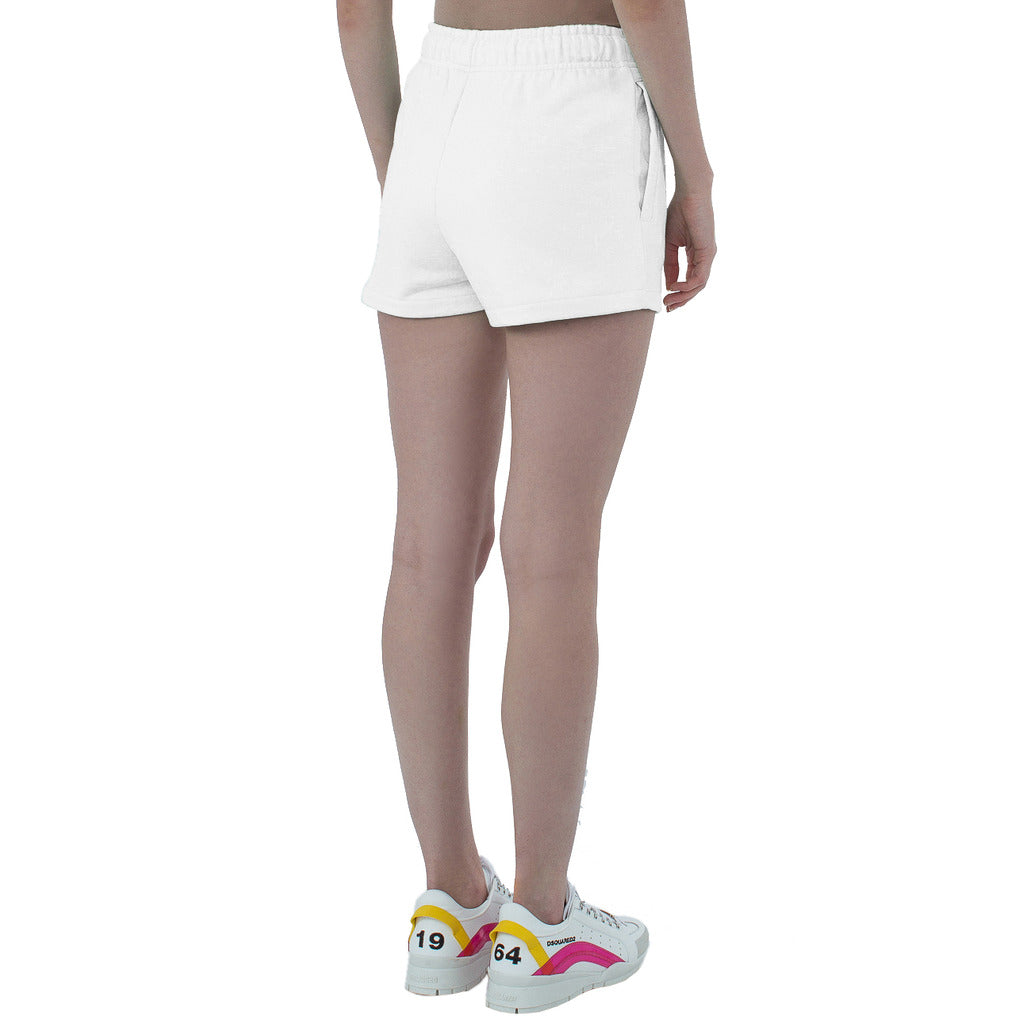 Comme Des Fuckdown Cotton Shorts Bianchi Stampa Logo — view 2