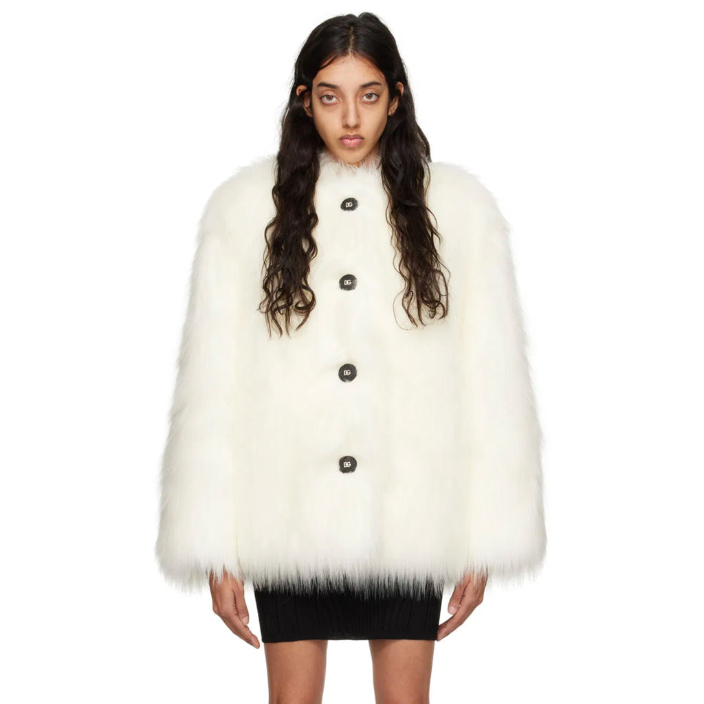 Dolce & Gabbana fur Leather Coat White — view 3
