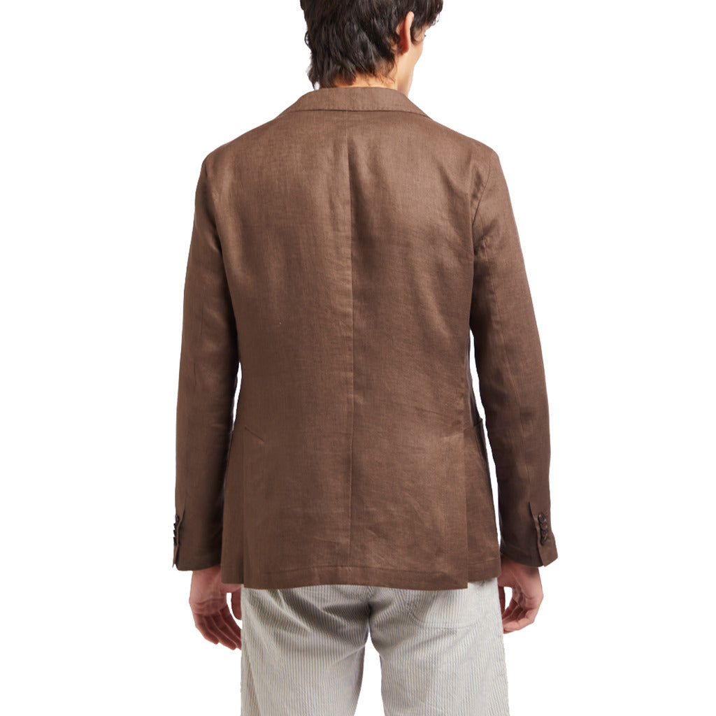 AT.P.CO linen jacket with classic collar, marrone