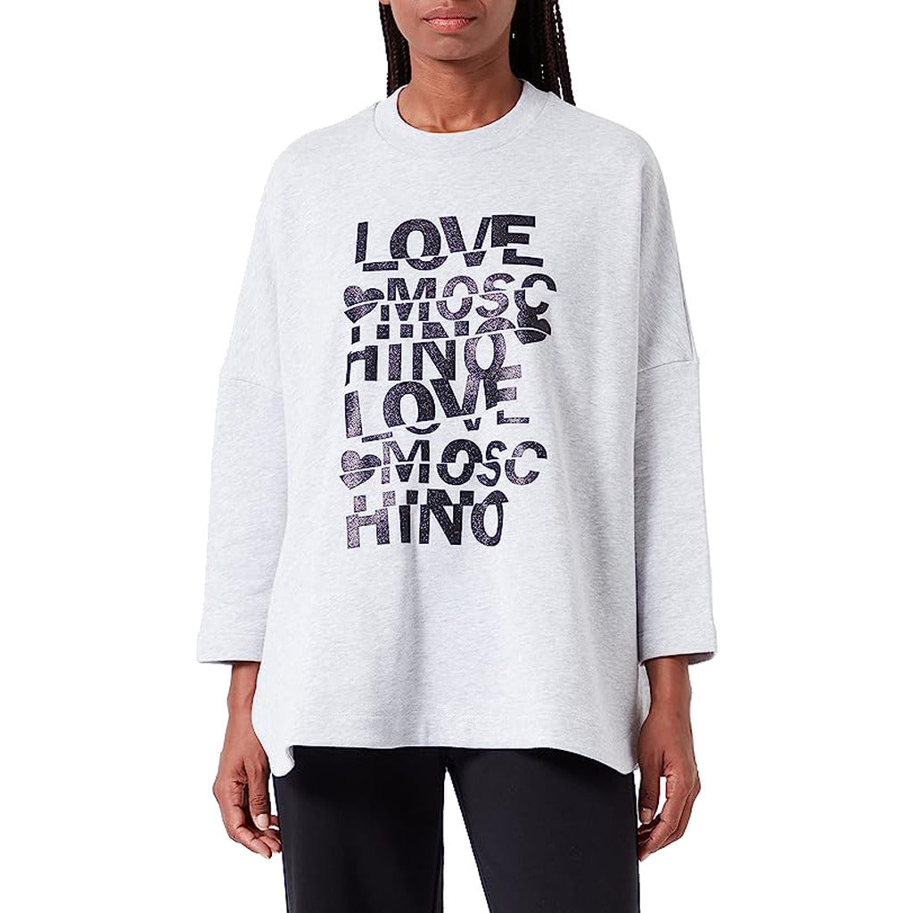 Love Moschino Women'S Oversized Crewneck Sweatshirt With Glued-Effect Glitter
