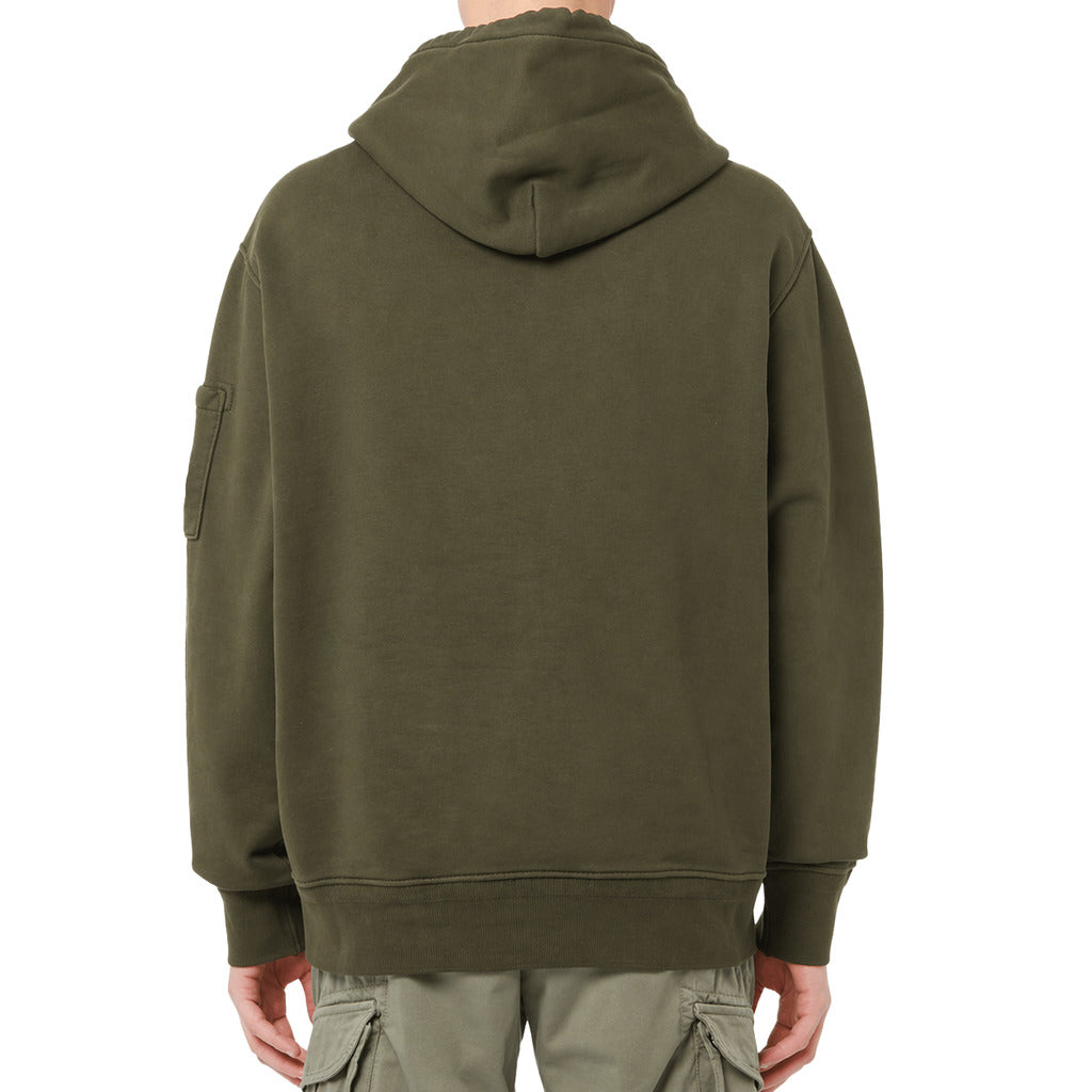 C.P. Company Cotton Sweatshirt Diagonal Goggles Green — view 3