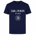 Balmain Cotton T-Shirt Stampa Logo Silver