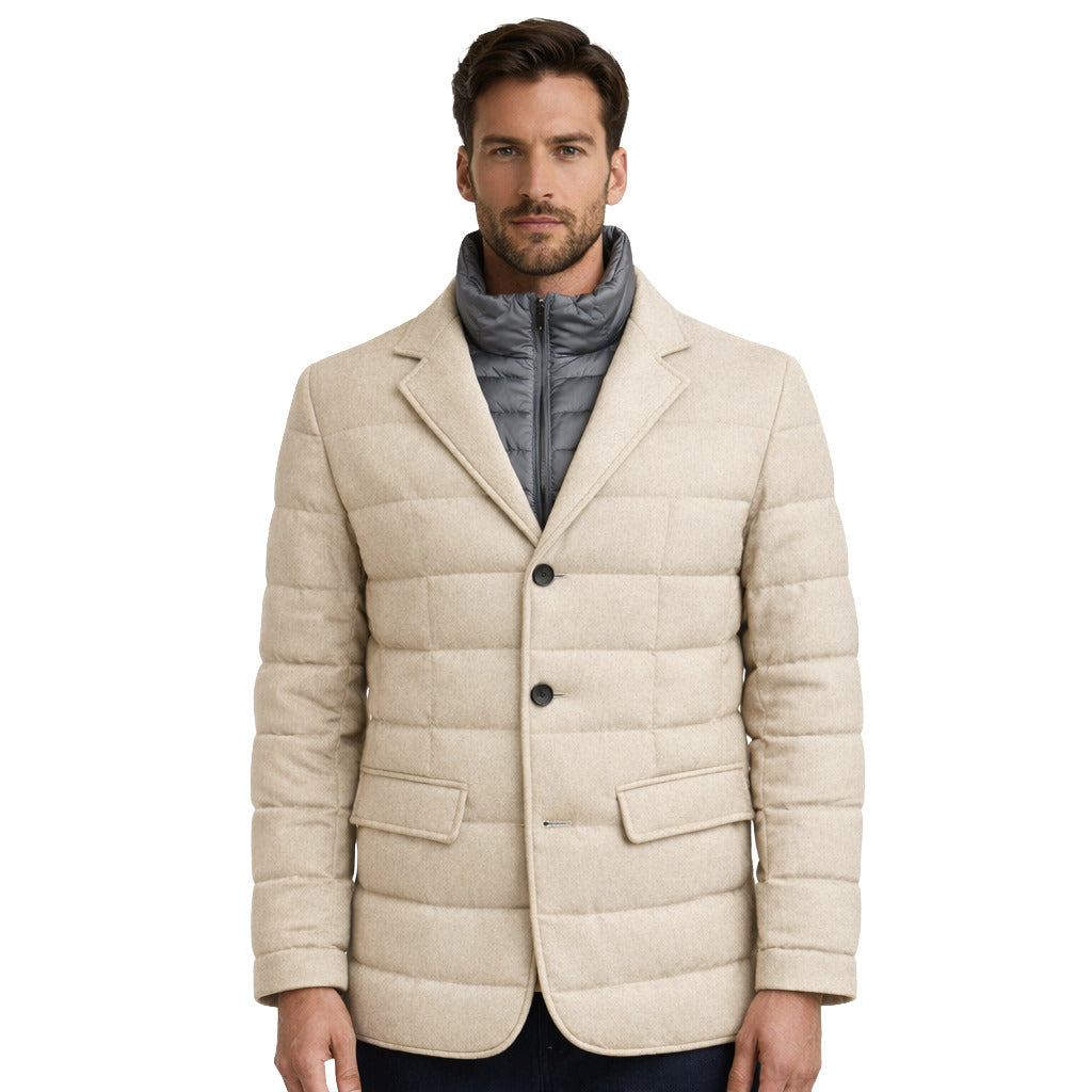 Herno men's light beige padded jacket, white
