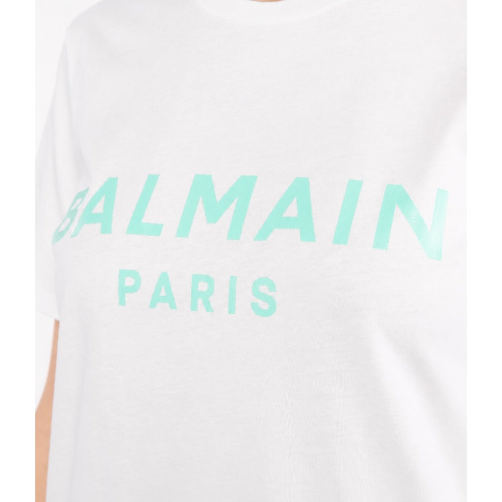 Balmain Cotton T-Shirt  Paris Teal White — view 3