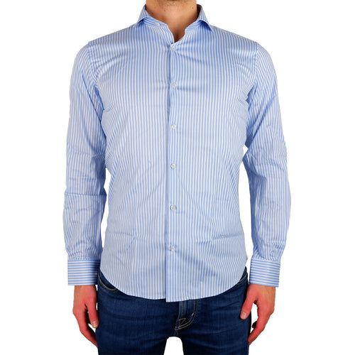 100% Milano Cotton Shirt Sky Blue Light Blue