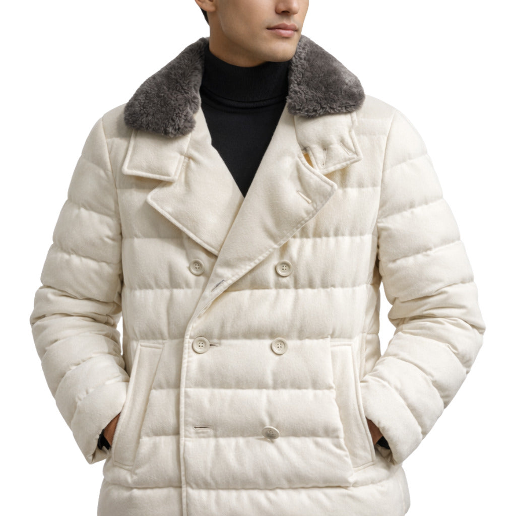 Herno cream-colored double-breasted jacket, white