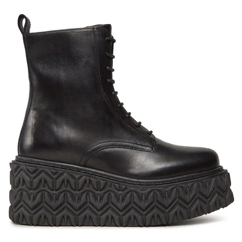 Patrizia Pepe Calfskin Stivaletti Pelle Con Zeppa Black
