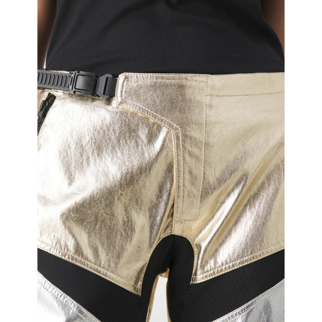 Pinko Leather Trousers Prometeo Gold Silver — view 4