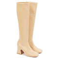 Chloè Leather Janis Heeled Boot Beige — view 2