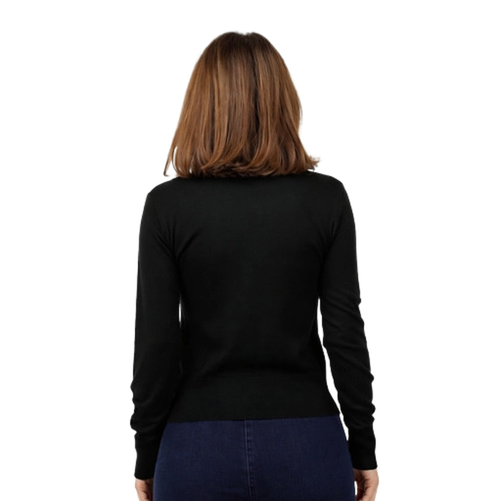 Alpha Studio Black Silk And Cashmere Blend Jumper, V-Neck — view 2
