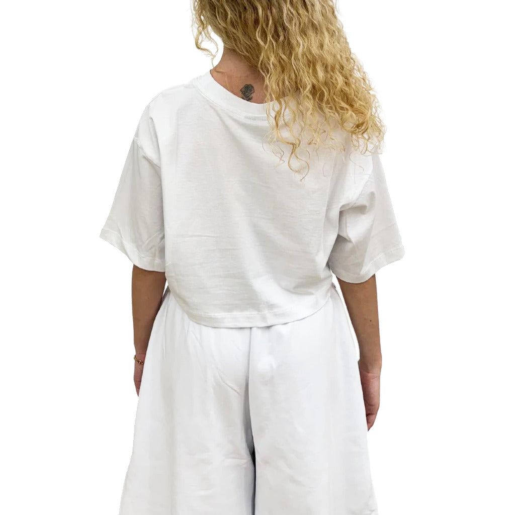 Comme Des Fuckdown Cotton T-Shirt Crop Bianca — view 3