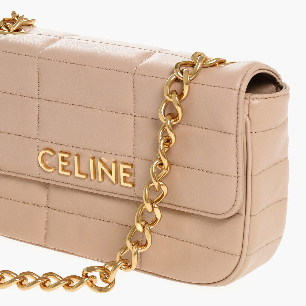 Celine Calfskin Céline Quilted Bag Beige — view 3