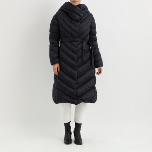 Add Long Navy Blue Down Jacket In Technical