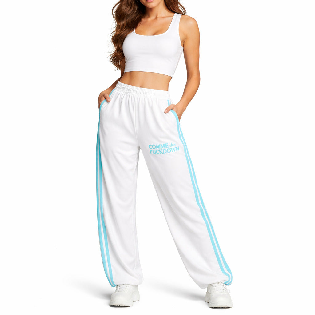 Comme Des Fuckdown Pantalone In Triacetato Con Bande White