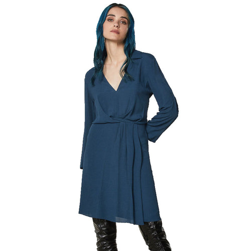 Patrizia Pepe Viscose Dress Midi Petrol Blue