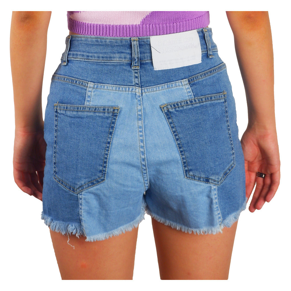 Comme Des Fuckdown Denim Shorts With Raw Cut Hem, Four — view 2