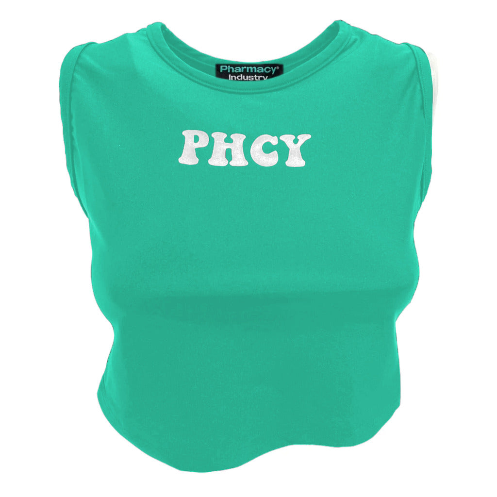 Pharmacy Industry Sleeveless Lycra Top With Logo Print On