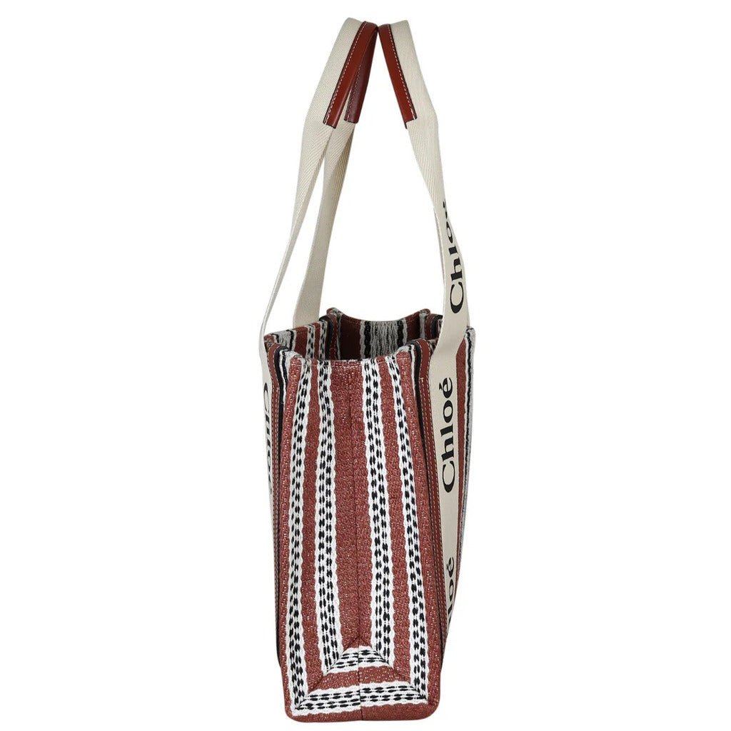 Chloè Calfskin Woody Medium Canvas Tote Bag Tan — view 3