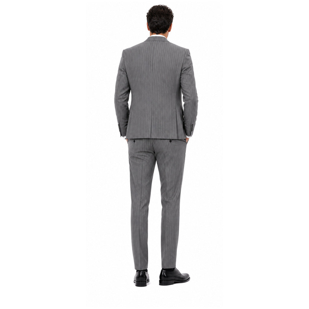 Dolce & Gabbana Linen Dress Tre Pezzi Pinstripe Gray — view 2