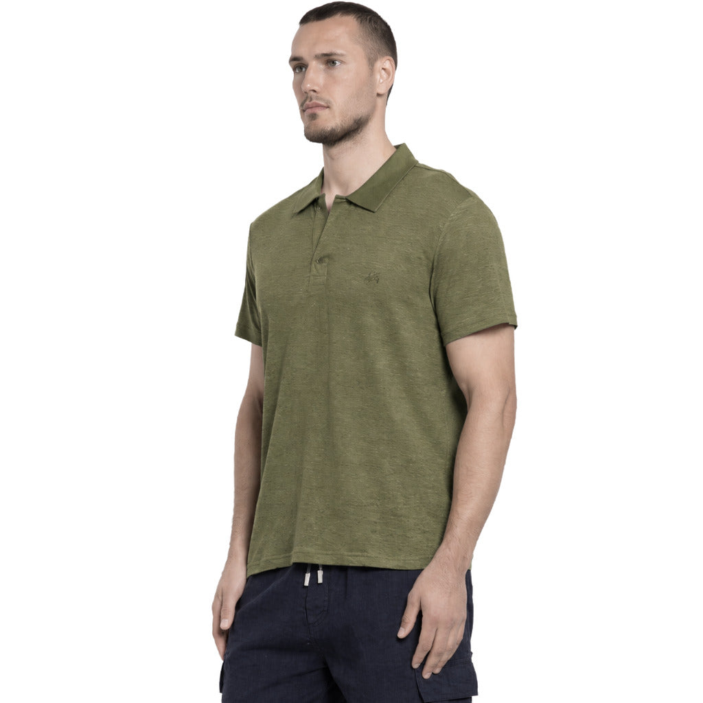 Vilebrequin Linen Polo Verde Oliva — view 2