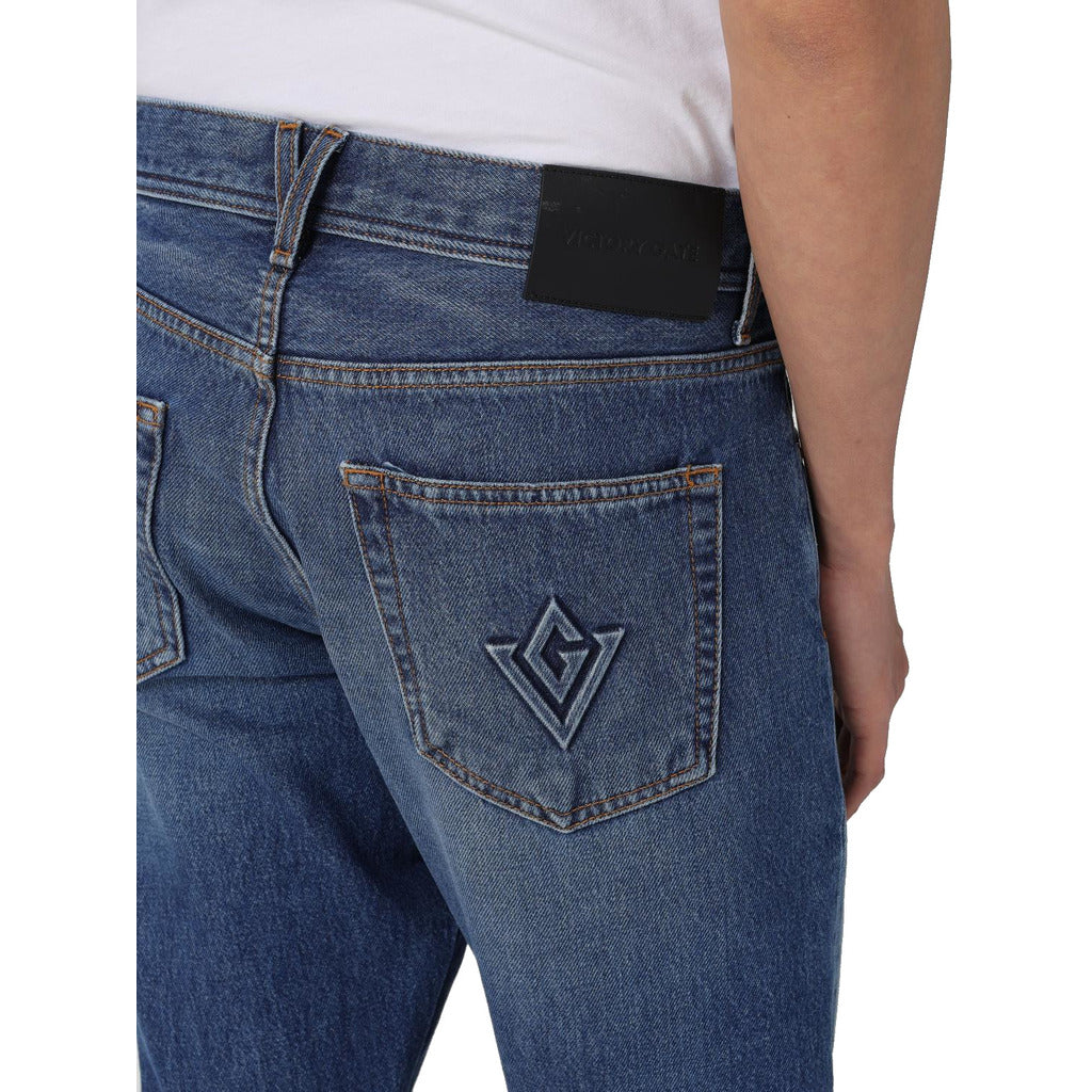 Victory Gate Leather Denim Slim Fit Indaco Red — view 3