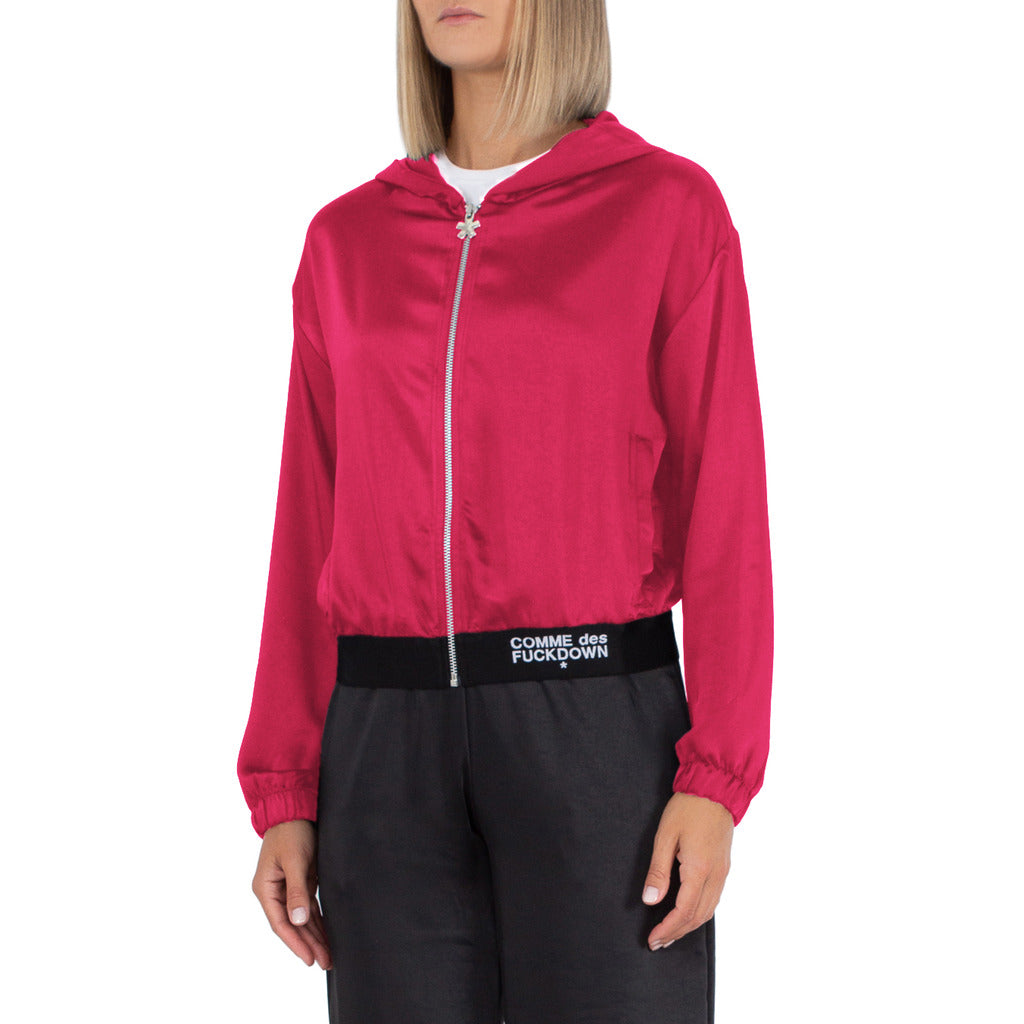 Comme Des Fuckdown Satin Sweatshirt Fuchsia — view 3