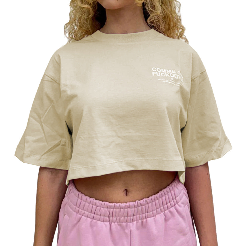 Comme Des Fuckdown Cotton T-Shirt Corta Stampa Logo