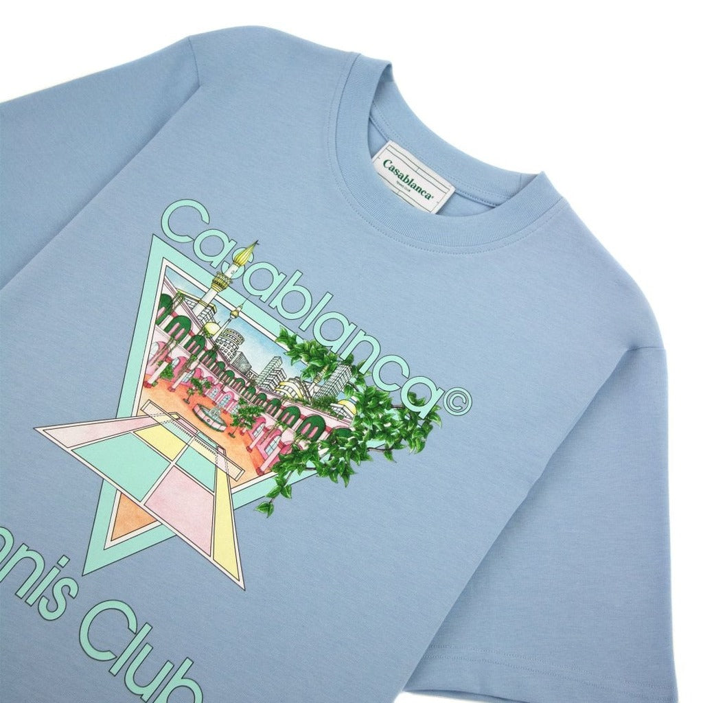 Casablanca Cotton T-Shirt Sky Blue Light Blue — view 3