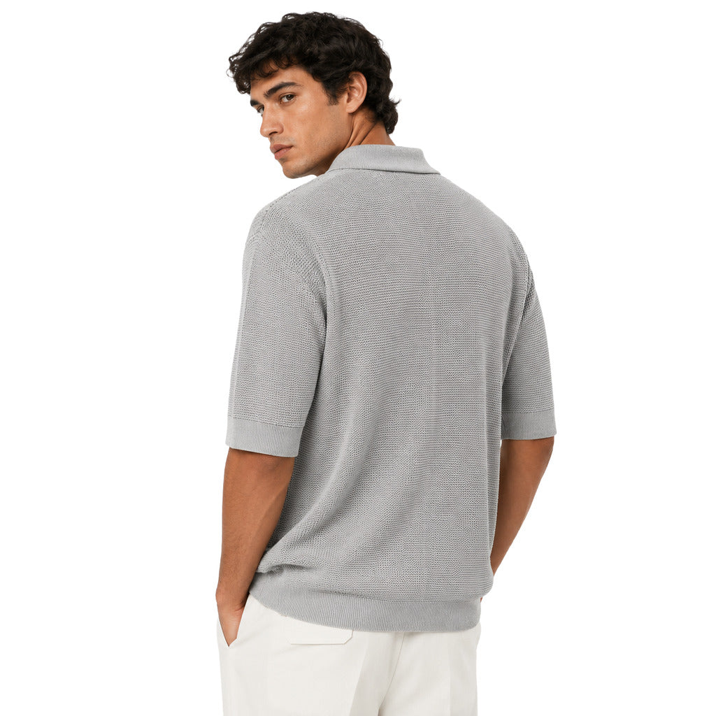 Dolce & Gabbana Silk Polo Henley Gray — view 2