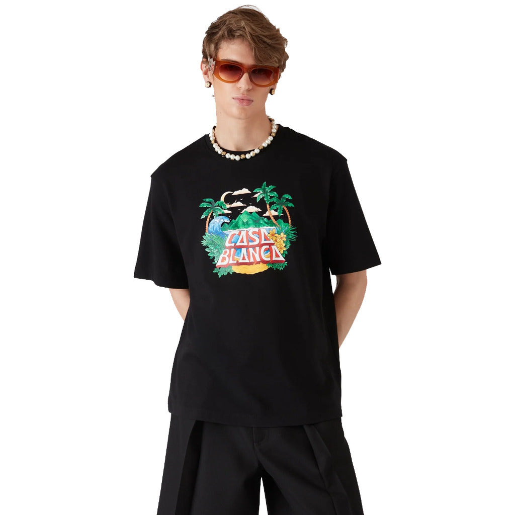 Casablanca Cotton T-Shirt Casa Beach Wave Black — view 5