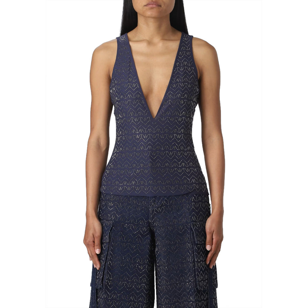 Patrizia Pepe Top Monogram Blue Strass Navy — view 2