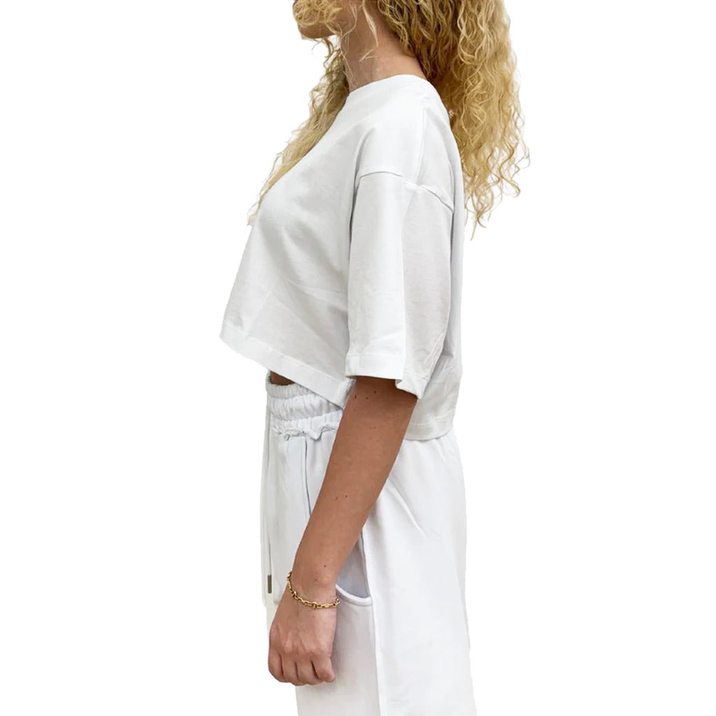 Comme Des Fuckdown Cotton T-Shirt Crop Bianca — view 4