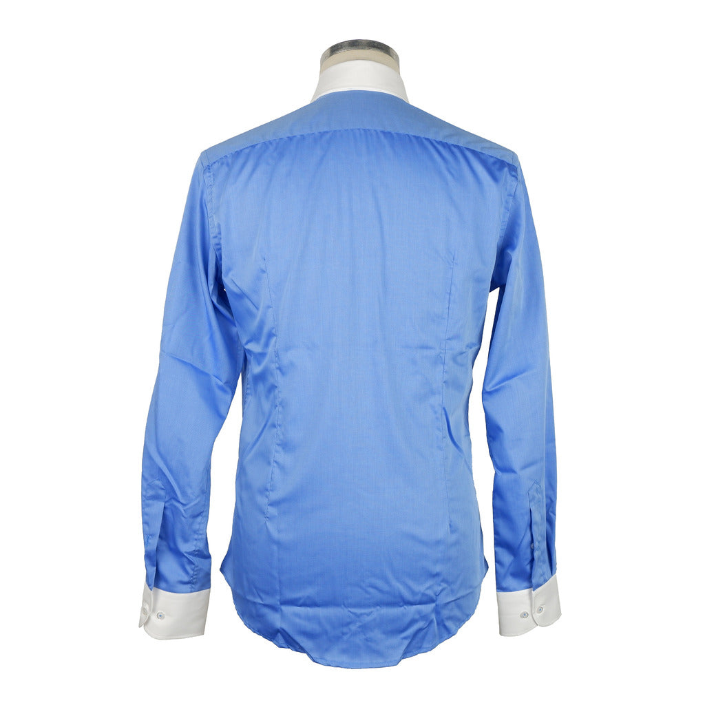 100% Milano Cotton Shirt Blue Light Blue — view 2
