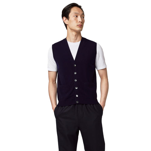 Alpha Studio Cashmere Vest Bottoni Basic Blue