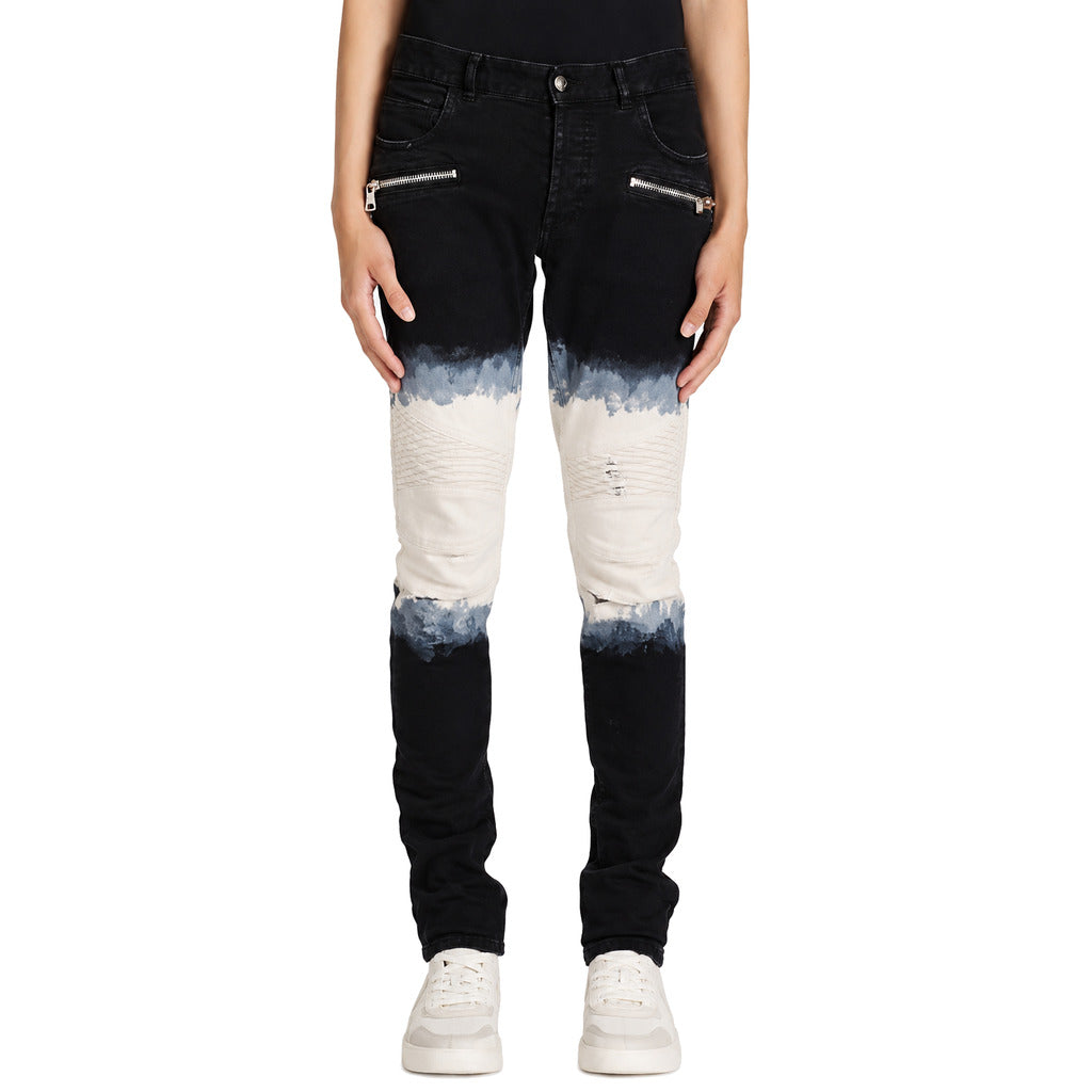 Balmain Cotton Jeans Black And White Tie-Dye — view 2
