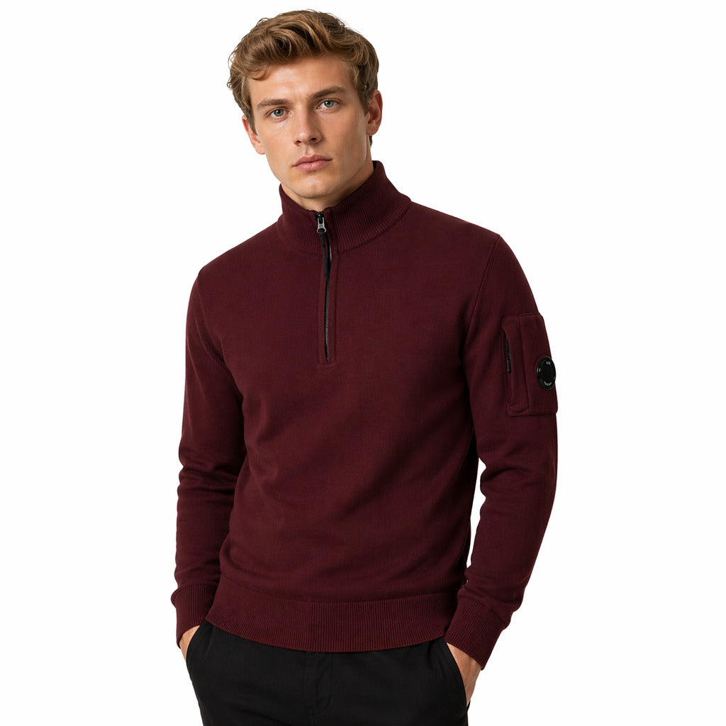 C.P. Company Wool Sweater Polo Shirt Collar Burgundy