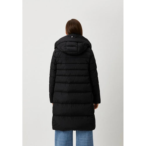 Add Long Black Colored Down Jacket In Water-Repellent — view 2