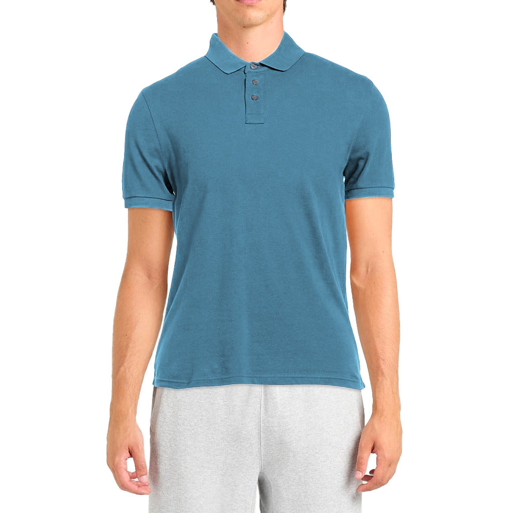 Alpha Studio Cotton Polo Azzurro Dye — view 3