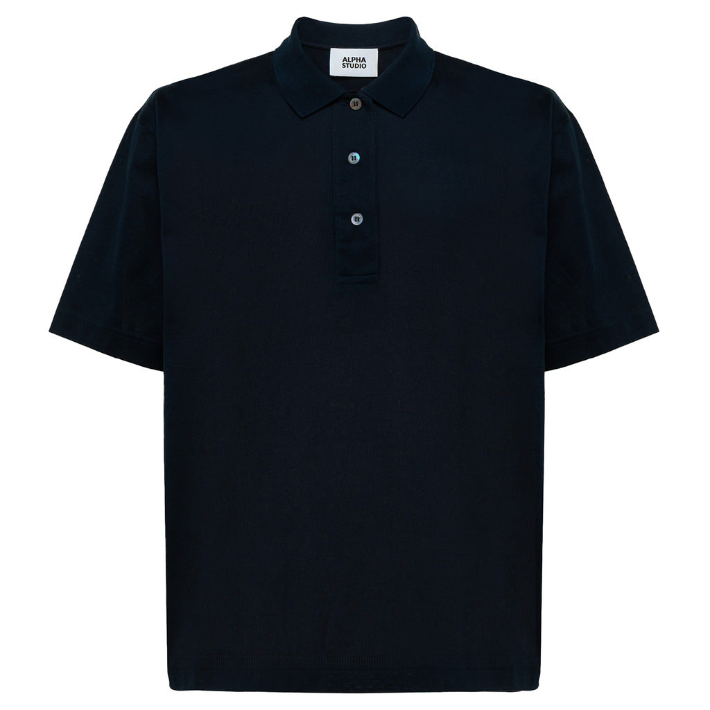 Alpha Studio Cotton Polo Blu Notte