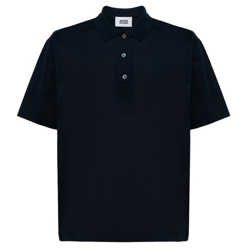 Alpha Studio Cotton Polo Blu Notte