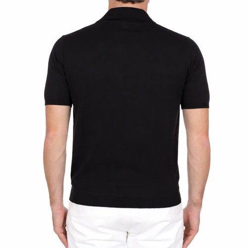 Alpha Studio Cotton Polo Shirt Black — view 2