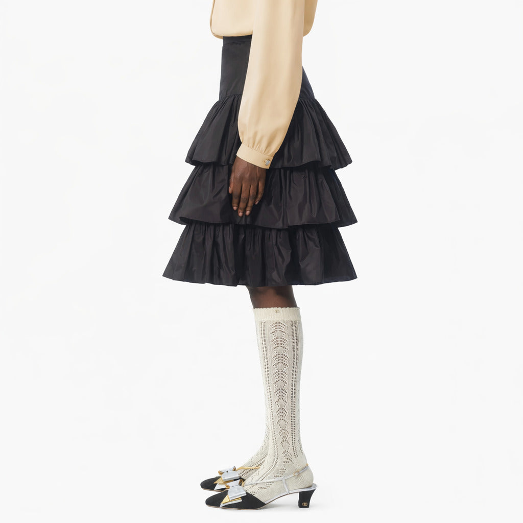 Valentino Garavani Silk Skirt Nera Black — view 3