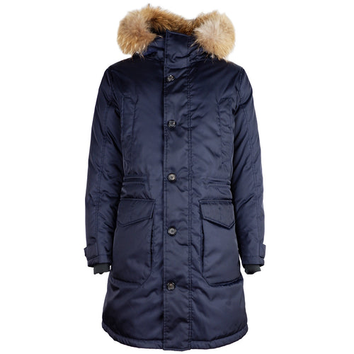 Add fur Nylon Jacket Navy Blue