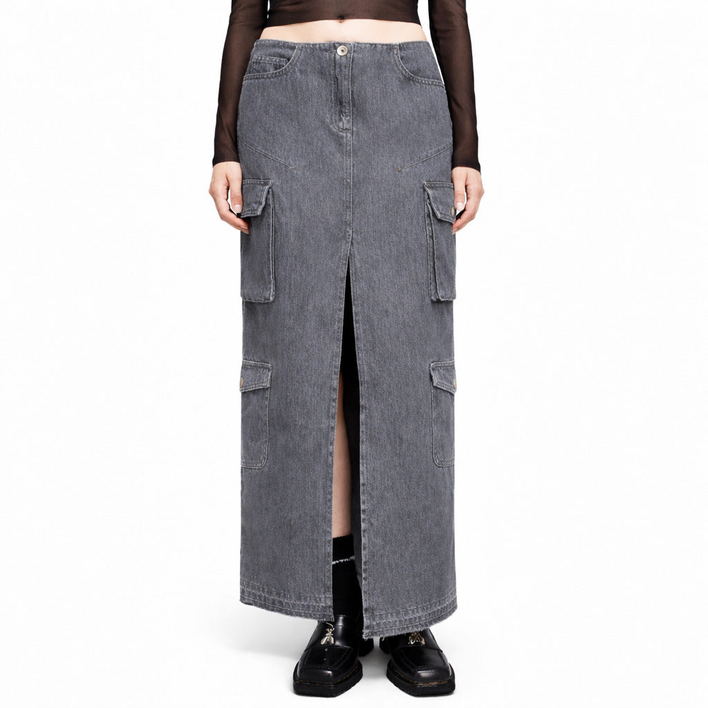 Patrizia Pepe Skirt Grey Denim Gray — view 2